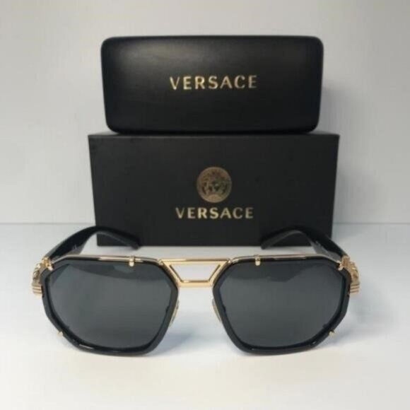 - New - 💯 Original VERSACE VE2228 100287 Dark Gray Irregular Men's Sunglas - Picture 9 of 12